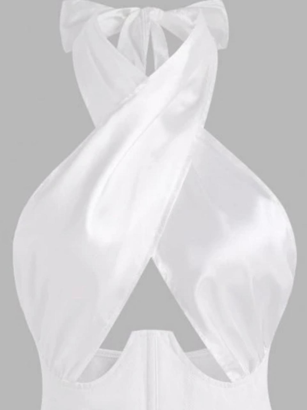 Women’s White Satin Halter Intimate Top